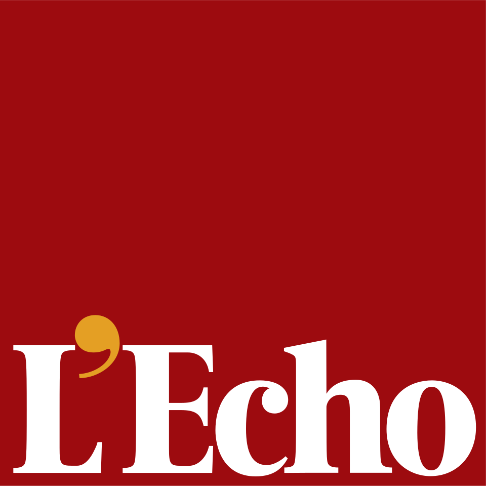 Logo van L'Echo op een rode achtergrond.