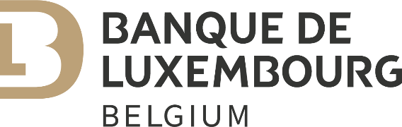 Logo van Banque de Luxembourg met de tekst "BELGIUM" eronder.